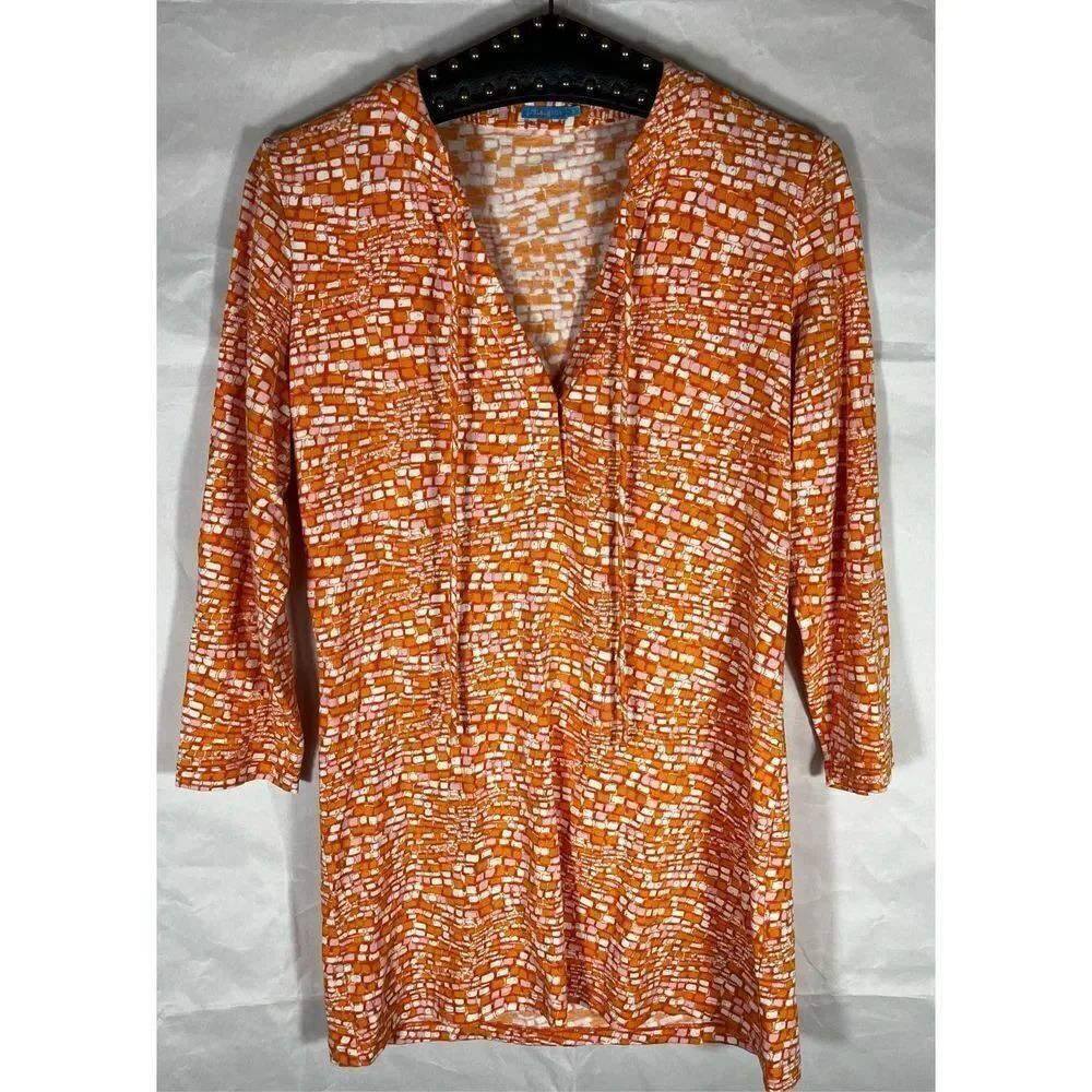 J.McLaughlin mosaic tile cover up tunic top